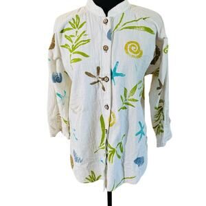 Produce Company 100% Cotton Coastal White Summer Shirt Lightweight Top S